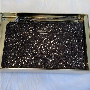 Coach Black Sparkle Star Wristlet